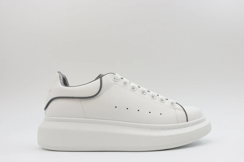 alexander mcqueen  leather platform trainers sneakers gray-white replica