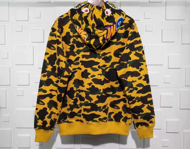 a bathing ape bape shark 1st camo hoodie – yellow