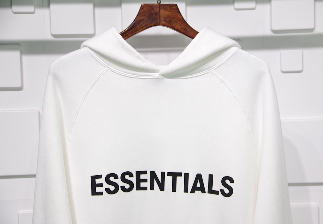 fear of god essentials pullover hoodie applique logo