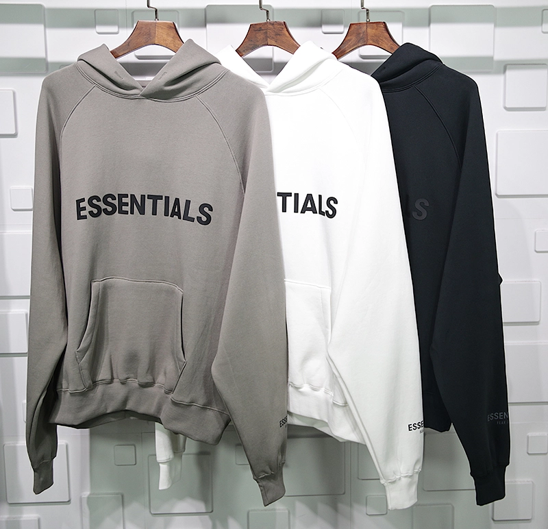 fear of god essentials pullover hoodie applique logo