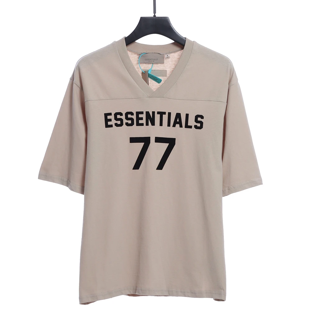 season 8 flocked 77 logo t-shirt（beige/black）