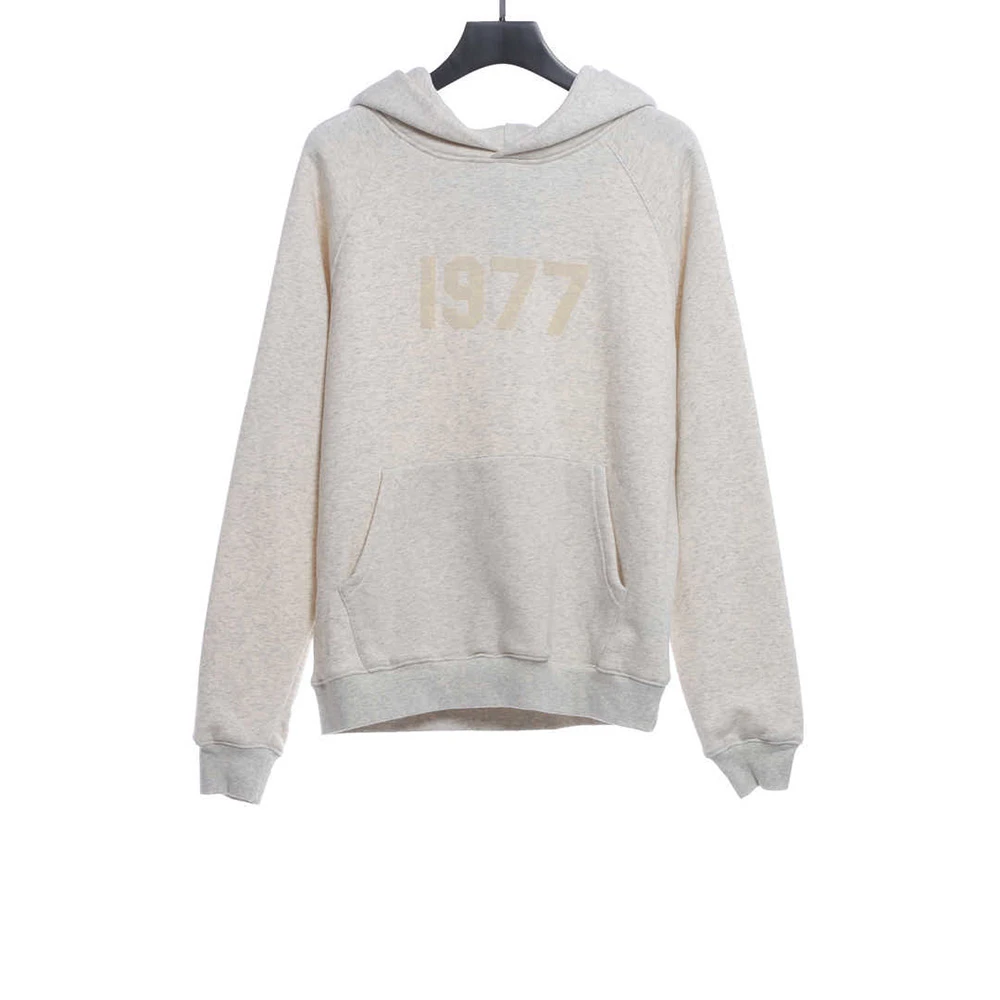 1977 flocking fleece hoodie(black /green /grey /beige）