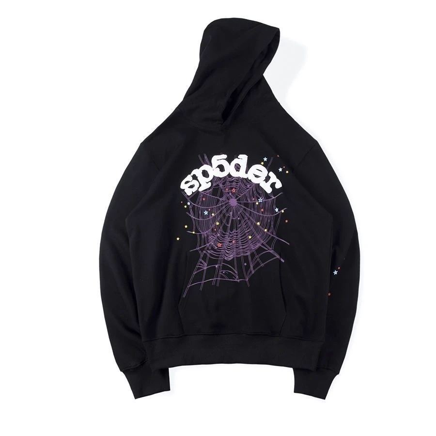 sp5der hoodie white logo black reps