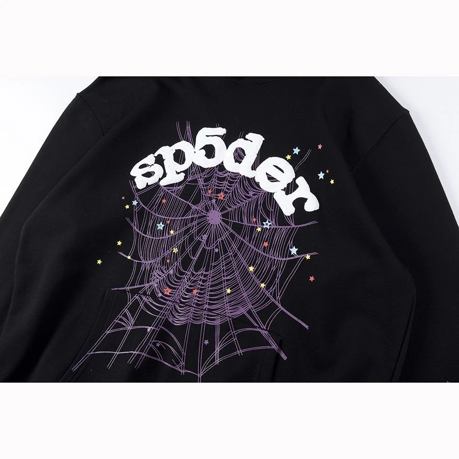 sp5der hoodie white logo black reps