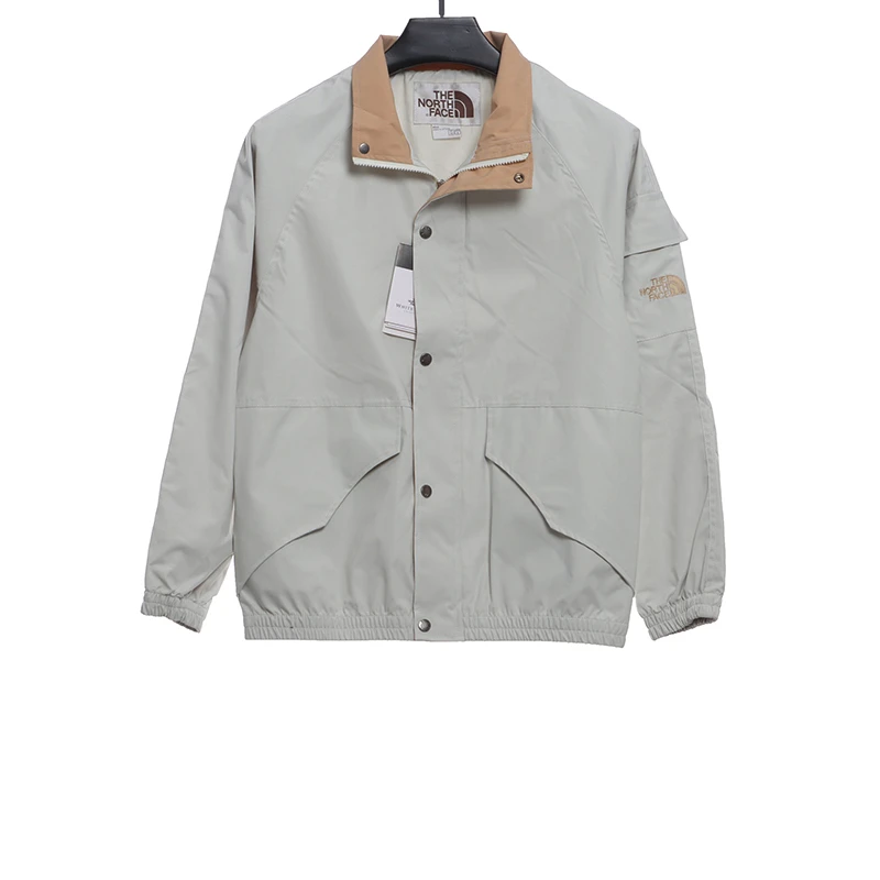 arm pocket embroidered logo cargo trench coat