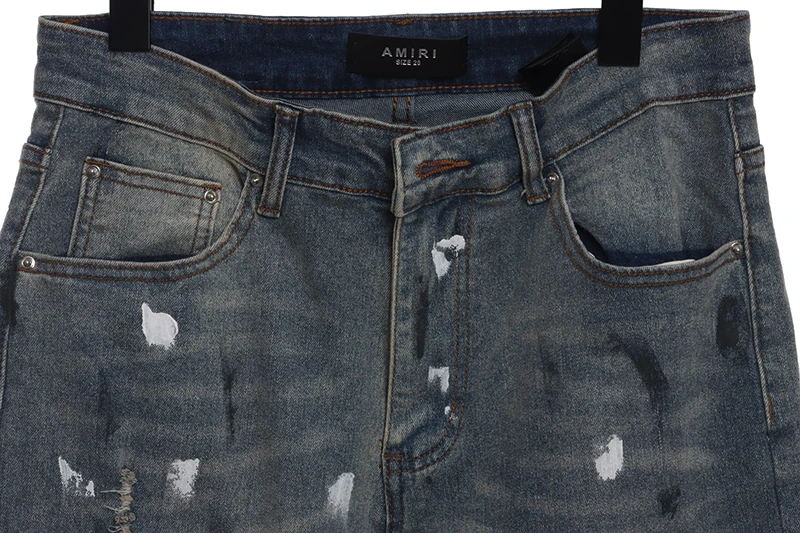 splashed ink and rhinestone jeans