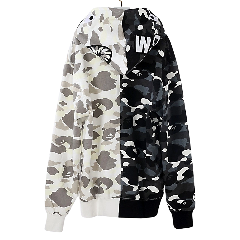 bape city camo half shark full zip hoodie