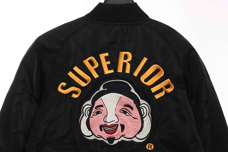 buddha head embroidered baseball jacket