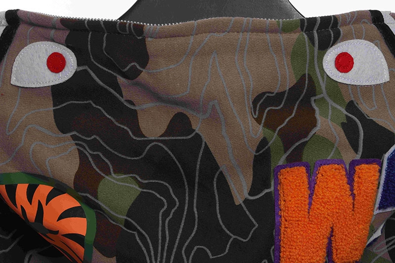 bape laminated camo shark zipper hoodie reps