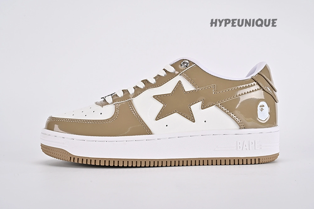 bape sta patent leather white khaki (2023) replica