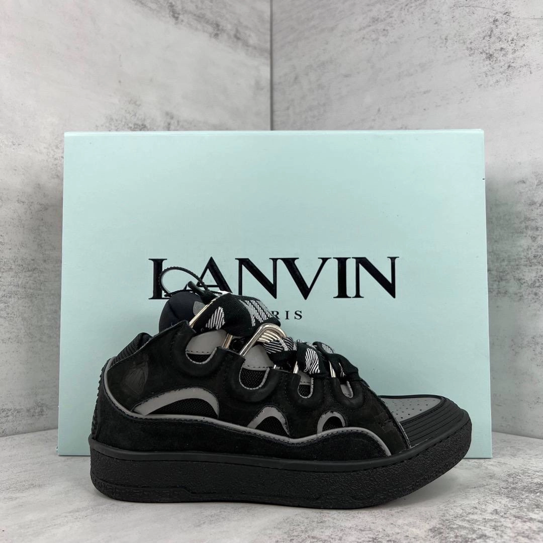 lanvin curb chunky leather sneakers “black”