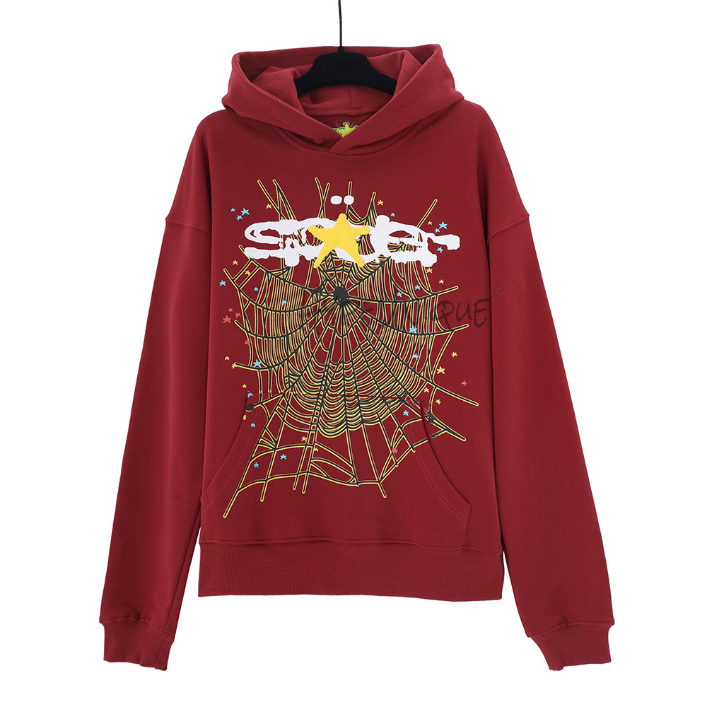 sp5der web logo hoodie ‘maroon’ & hunter green