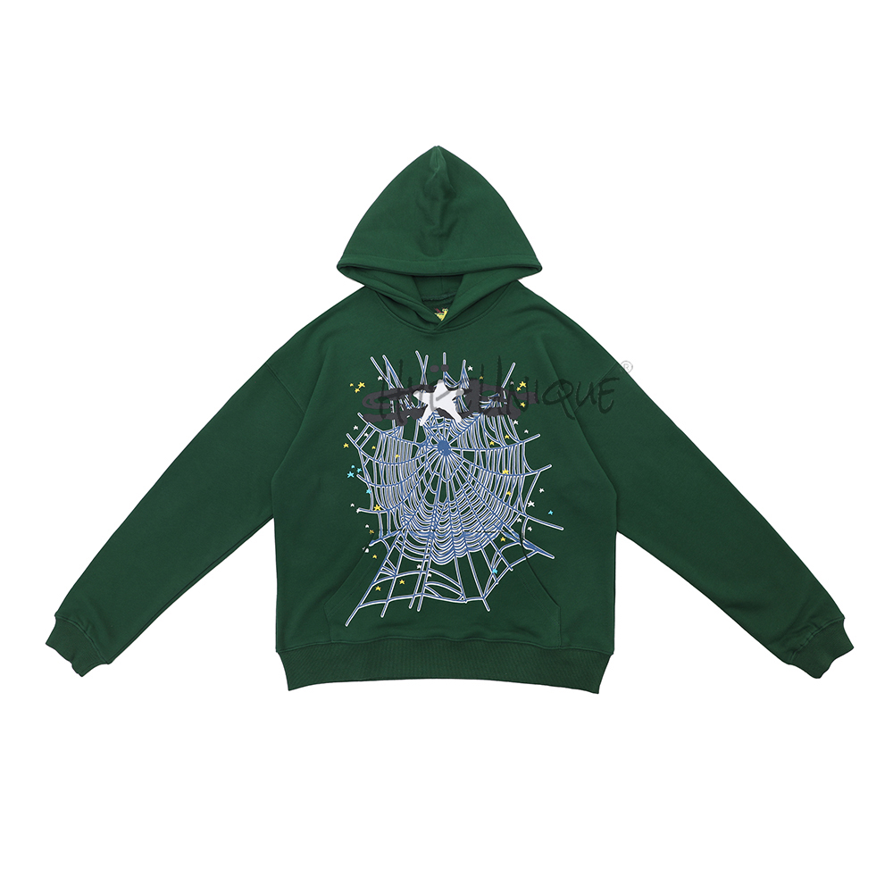 sp5der web logo hoodie ‘maroon’ & hunter green