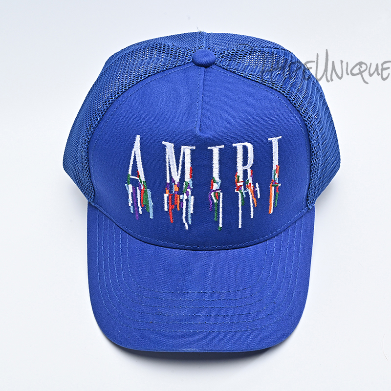 amiri embroidered paint drip core logo cap blue