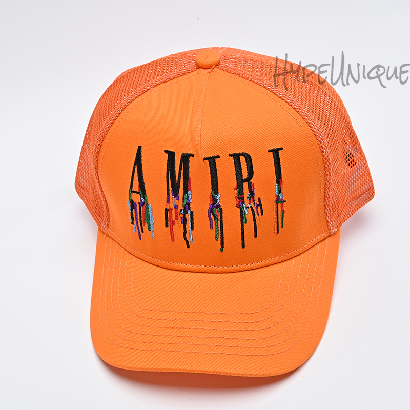 amiri embroidered paint drip core logo cap orange