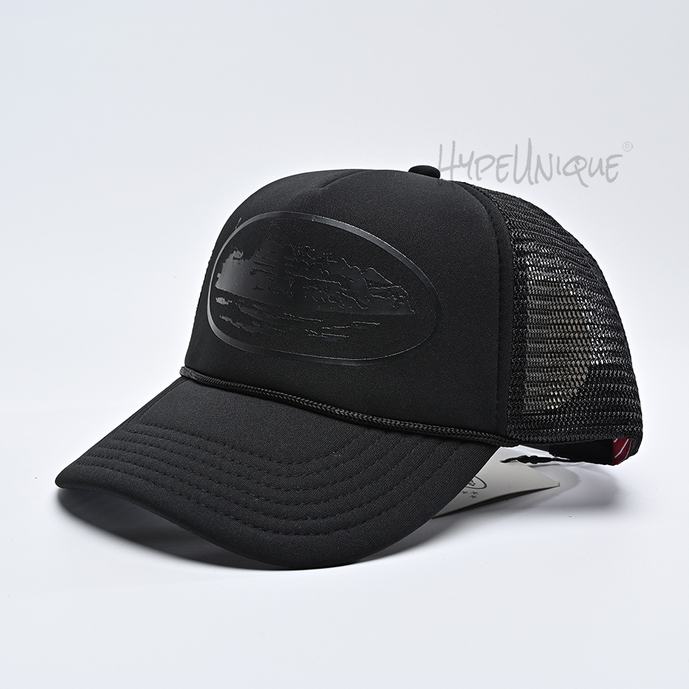 corteiz alcatraz trucker hat all black