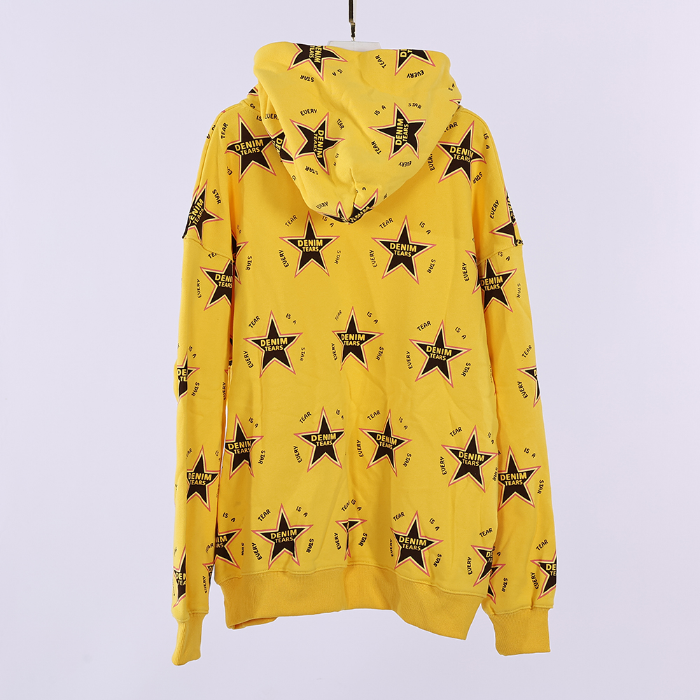 denim tears men’s every tear is a star all over hoodie yellow