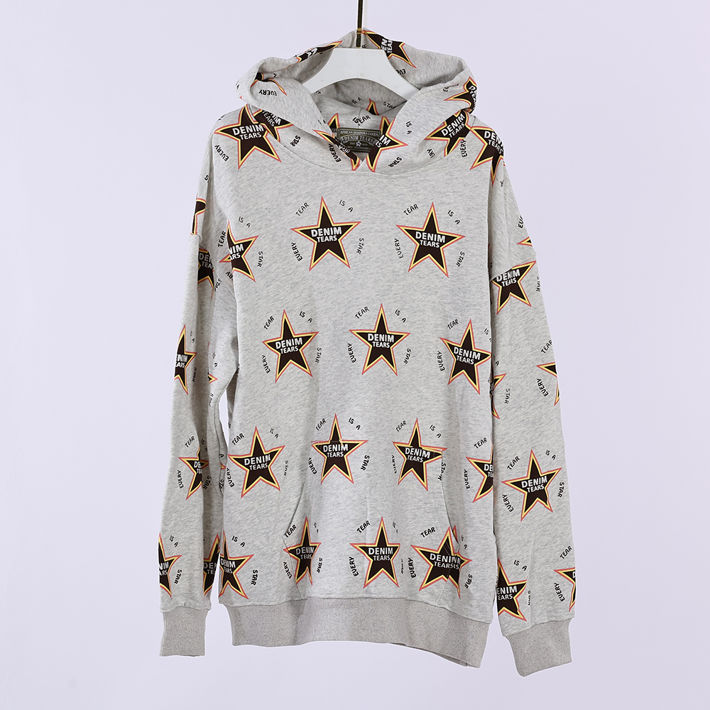 denim tears men’s every tear is a star all over hoodie yellow