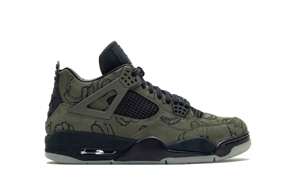 kaws x air jordan 4 retro olive black reps (custom version)