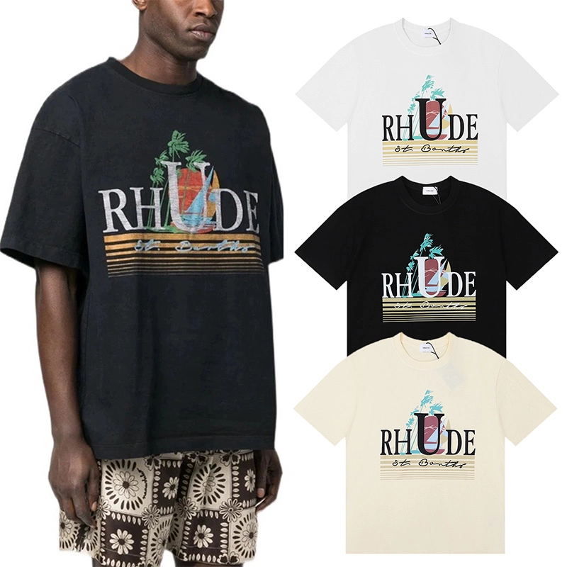 rhude sailboat logo print t-shirt reps