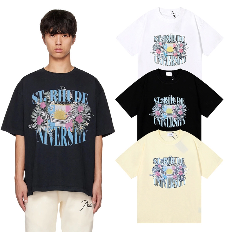 rhude university print t-shirt reps