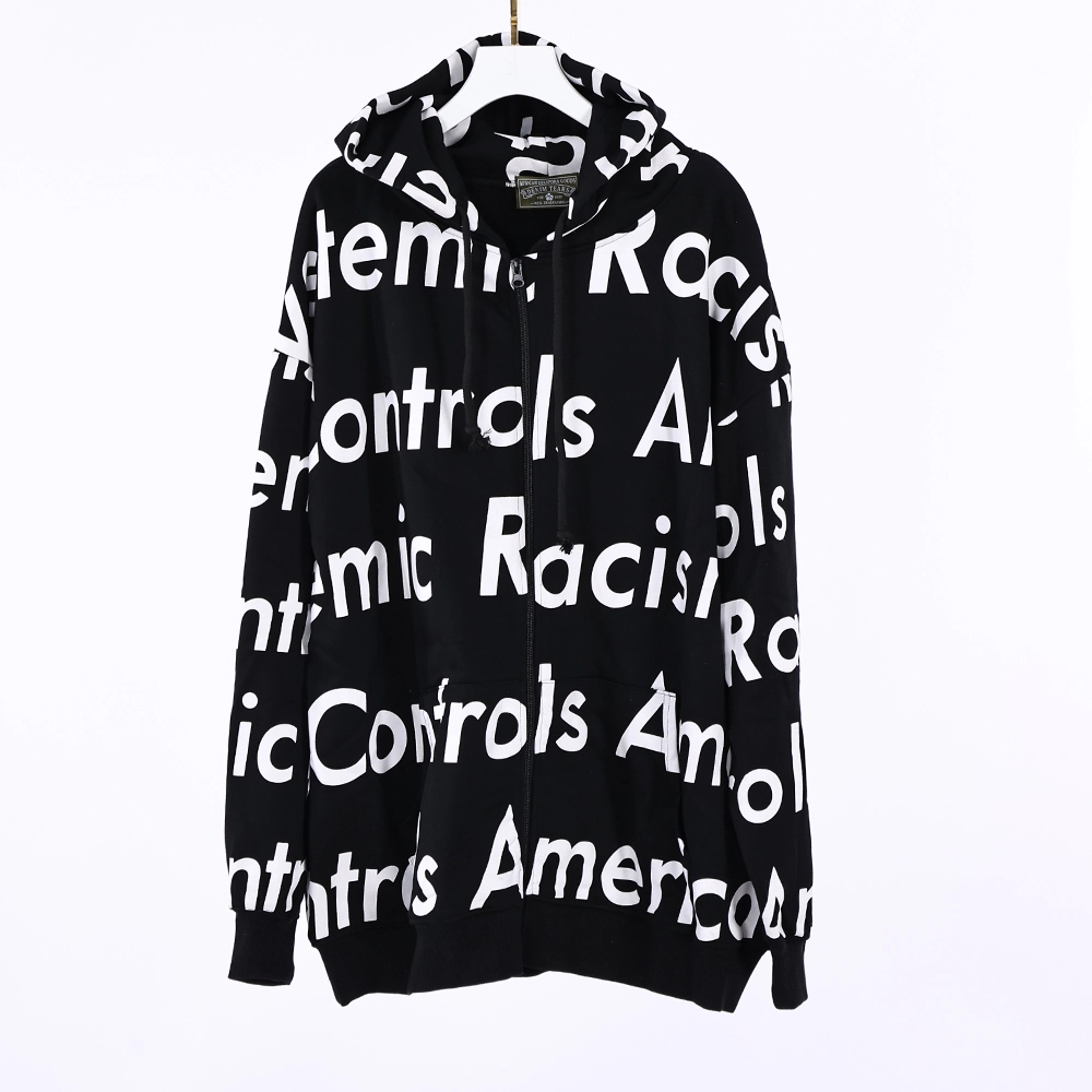 denim tears x arthur jafa systemic racism controls america zip up hoodie