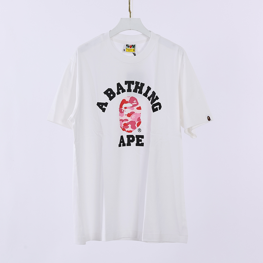 bape abc camo college tee mens – pink logo